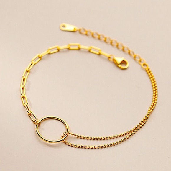 Rose Gold Plated Minimalist Bracelet, Irregular, Geometric, Dainty - Picture 1 of 7